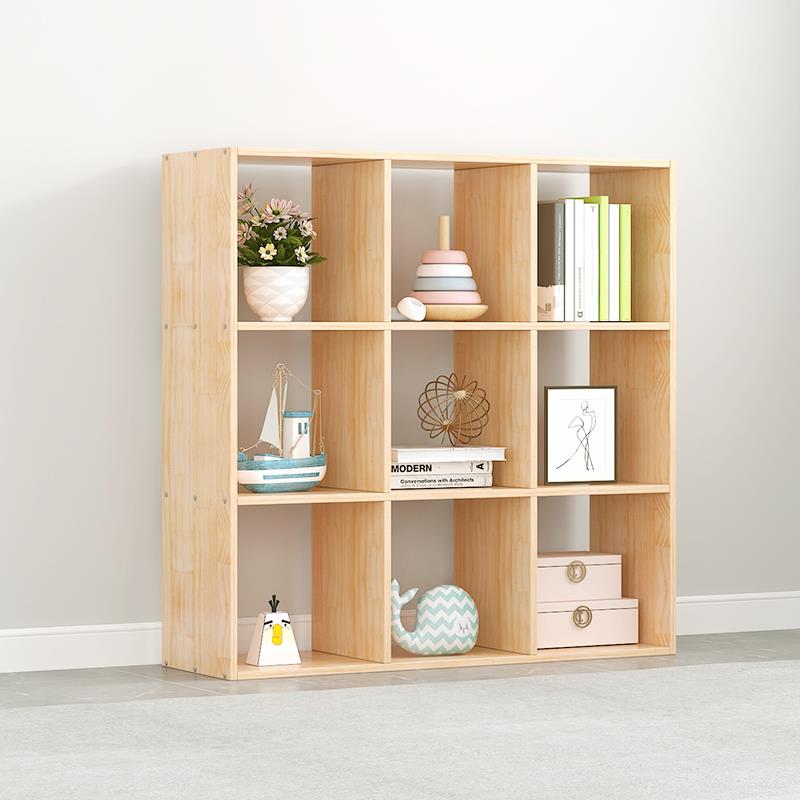 IL松木书柜创意格子实木桌面书架自由组合画报柜玩具柜落地储物柜 - 图1