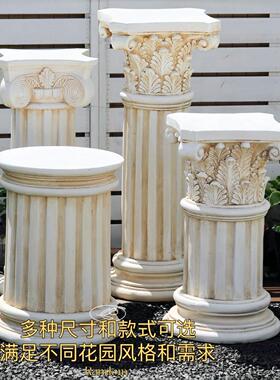欧式庭院罗马柱摆件 石膏85cm高柱花盆底座 园艺展示地台装饰