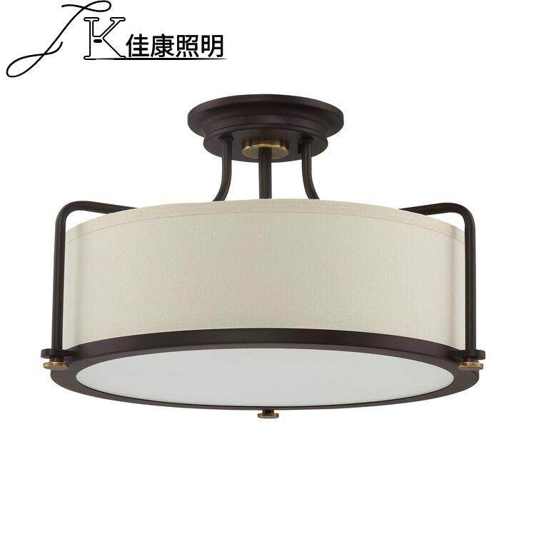 美式性布艺田个27634园乡村吸顶餐灯灯书房灯具圆形铁艺厅卧室灯,淘宝优惠券,粉丝福利购,淘宝优惠卷