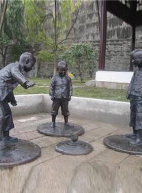 铸儿童雕塑铜老人下象玩棋雕园林古代人物商业生塑意人物件摆孩子