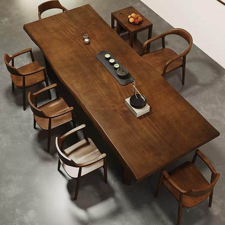 新茶中形式实木茶桌原木大板3米长方茶台套全JBN办公室客厅接待桌,淘宝优惠券,粉丝福利购,淘宝优惠卷