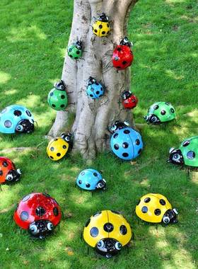 厂家直销外庭院花园户虫装饰铁艺J-G8029甲七星瓢虫摆件树仿真动