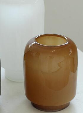 中古白瓷琉直宅筒瓶寂风手工花磁璃粉黑色厚底干花样BX8-24-0板房