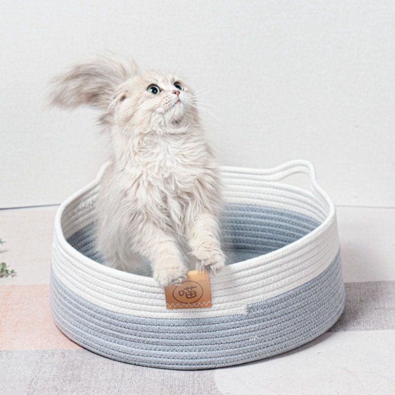棉绳编织猫窝四季通用手工编织猫抓板窝藤编狗窝可水洗编织窝35cm,淘宝优惠券,粉丝福利购,淘宝优惠卷