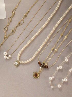 颈链轻奢气质吊坠精致珍珠百搭