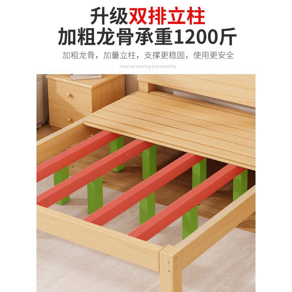 实木床15米现单代简约双人床主1卧1.8家用.经济出租房木床OSP.2m - 图2