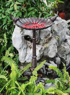 美TWI式复装古高铸铁院脚花盆喂鸟器鸟食盆摆件别墅花园庭阳台饰