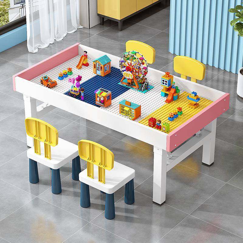 折叠积木玩具大颗粒积木桌子多功能男孩女孩拼装益智动脑桌椅套装,淘宝优惠券,粉丝福利购,淘宝优惠卷