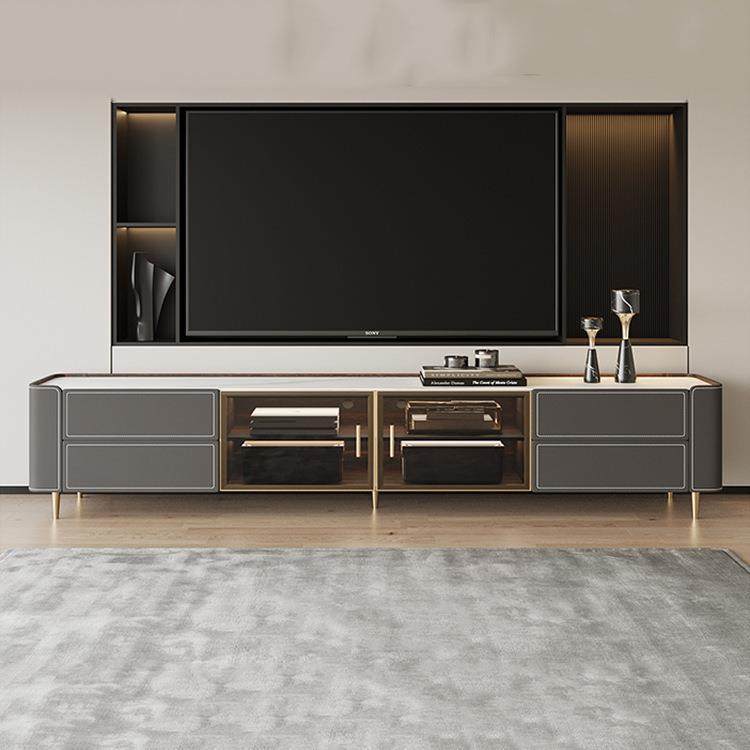 轻奢板马909电视柜合茶几组客厅简约家用岩储物柜灰色鞍皮地柜,淘宝优惠券,粉丝福利购,淘宝优惠卷