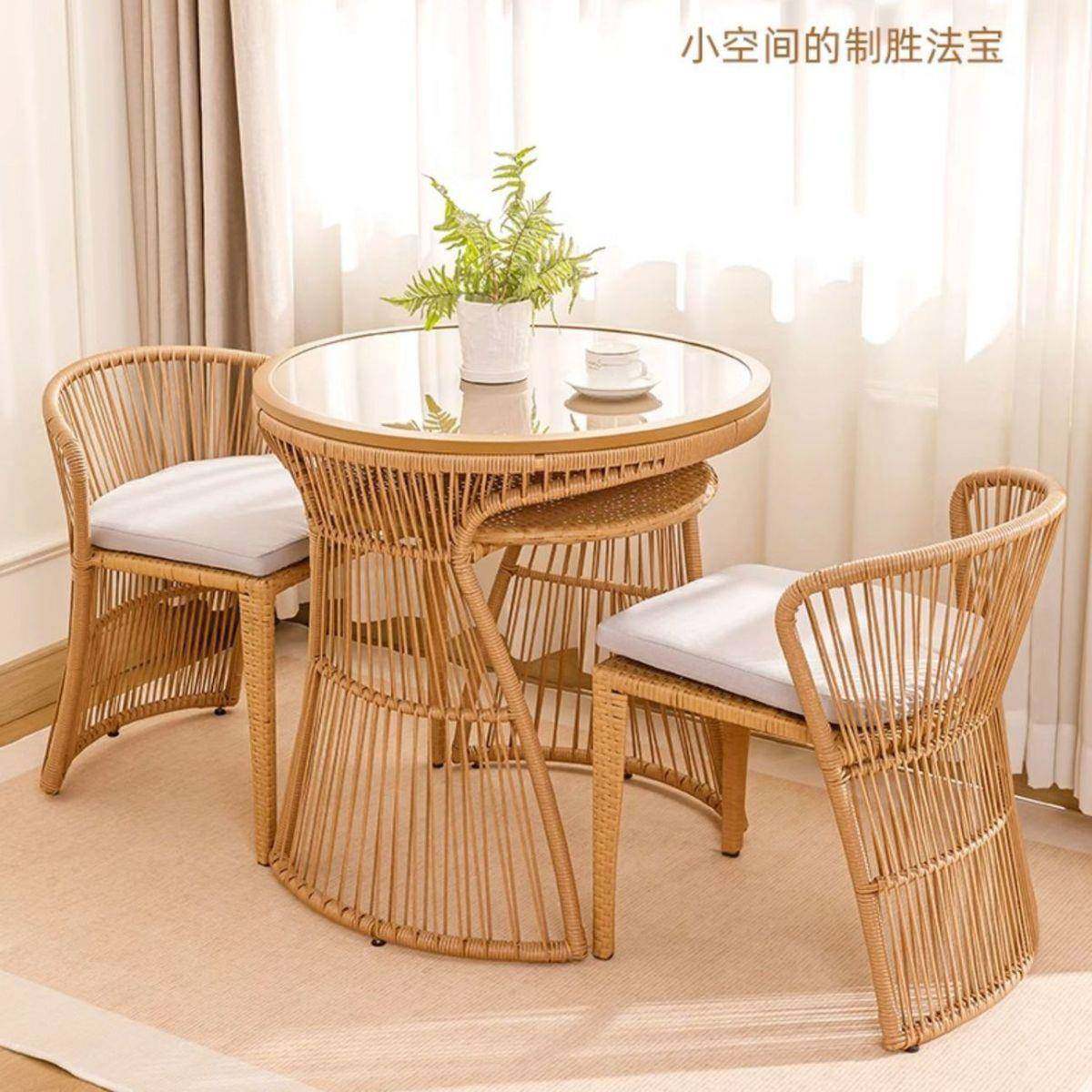 阳台休椅庭小院藤编椅三件组合桌椅阳INX台一桌两椅全闲套桌户型,淘宝优惠券,粉丝福利购,淘宝优惠卷