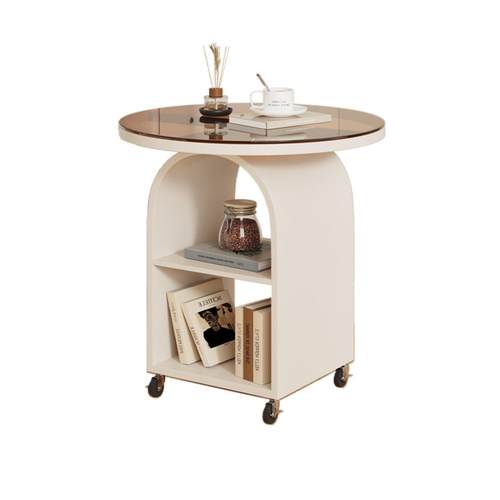 简约OWQ圆形边几移动岩板头储物茶小床茶几客厅沙发边柜桌阳台泡 - 图3