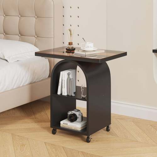 简约OWQ圆形边几移动岩板头储物茶小床茶几客厅沙发边柜桌阳台泡 - 图1