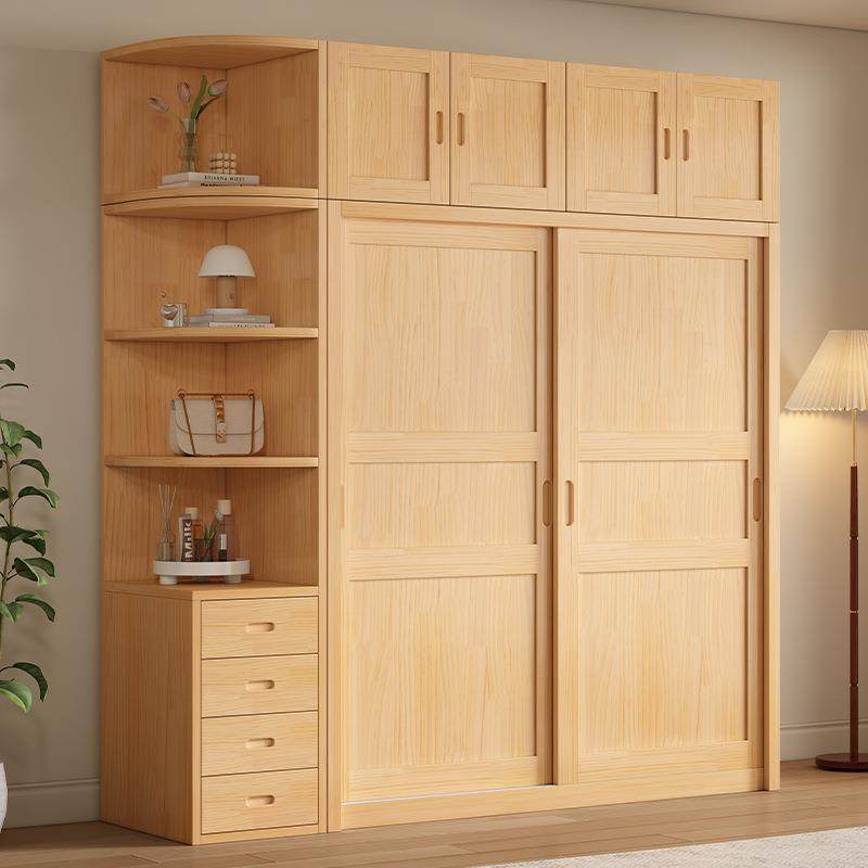 全实木衣柜家用卧室推拉门松木移门简易衣橱结实耐用原木儿童柜子,淘宝优惠券,粉丝福利购,淘宝优惠卷