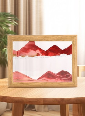 创意实木相框流沙画摆件3D立体解压沙漏高档商务家居装饰品