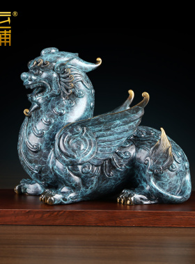 纯铜貔貅摆件一对开运新中式家居办公室桌面摆设公司开业乔迁礼品