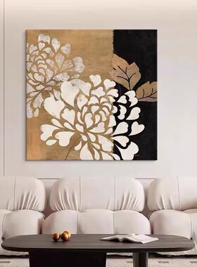 纯手绘油画c牡丹侘寂风肌理卧室餐厅挂画玄关客厅花卉高级感装饰