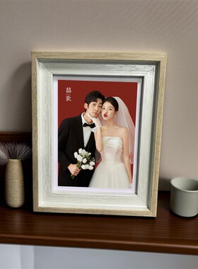相框定制登记照结婚照婚纱照写真加洗照片纪念日做成摆台一体修图