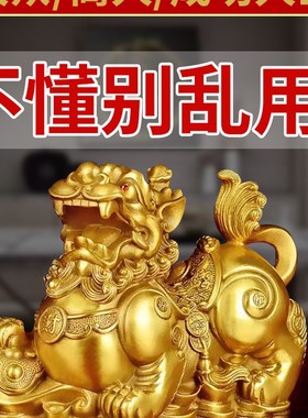 纯铜貔貅摆件一对公母皮丘貔恘招财店铺开业礼品客厅办公室装饰品