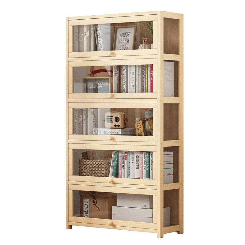 实木松木展示柜亚克力防尘家用客厅透明书架落地置物架办公室书柜,淘宝优惠券,粉丝福利购,淘宝优惠卷