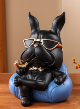 家居装饰品玄关柜钥匙收纳客厅斗牛犬桌面狗摆件创意乔迁新居礼物