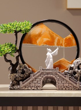 文创纪念品新中式风景流沙画摆件客厅办公室玄关酒柜高级感装饰品