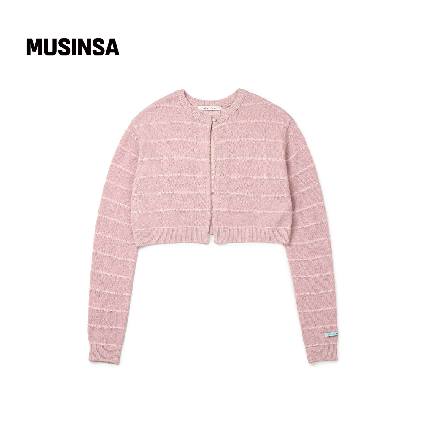 INSTANTFUNK韩国女士春季甜辣风设计感两穿条纹短开衫MUSINSA