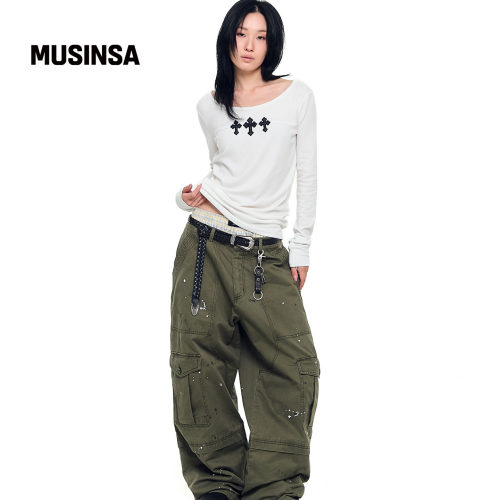 AAKAM韩国男女春季时尚百搭休闲日常手绘风工装阔腿裤MUSINSA - 图0