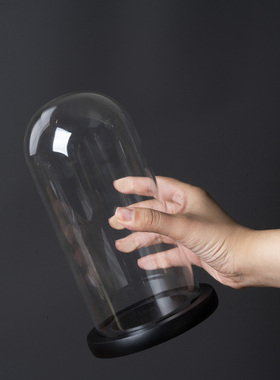 永生花防滑玻璃罩透明展示盒人偶圣诞树积木手模桌面摆件手办