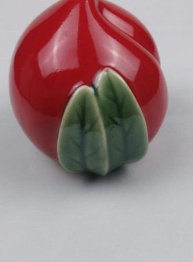 寿桃陶瓷工艺品摆件 石湾公仔 家居饰品客厅桌面摆设送礼红桃子