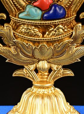 慧宝八瑞物纯铜供桌摆件家用佛堂供奉密宗佛前供佛用品准提镜宝镜