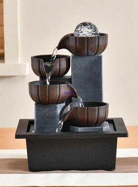 流水摆件客厅轻奢小型喷泉循水环办公室面生桌财装风80461057水轮