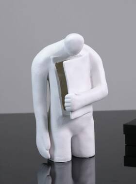 现代约白简色样树脂开心人URQ人物摆件像板房书房客厅餐厅软装饰