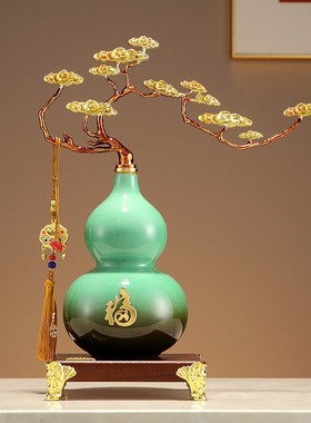 新年五福葫芦摆件高档陶瓷工艺品新中式玄关桌面装饰搬家入伙礼物