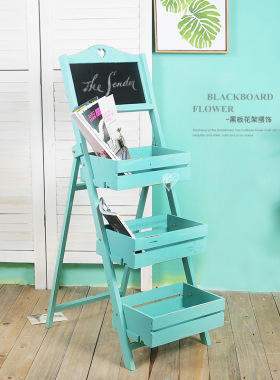 复古乡村a做旧实木留言板黑板花槽花架搁架户外花园园艺装饰摆件