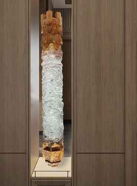酒店大堂售楼部空中吊饰透明树脂木头柱子雕塑天花板挂饰软装饰品