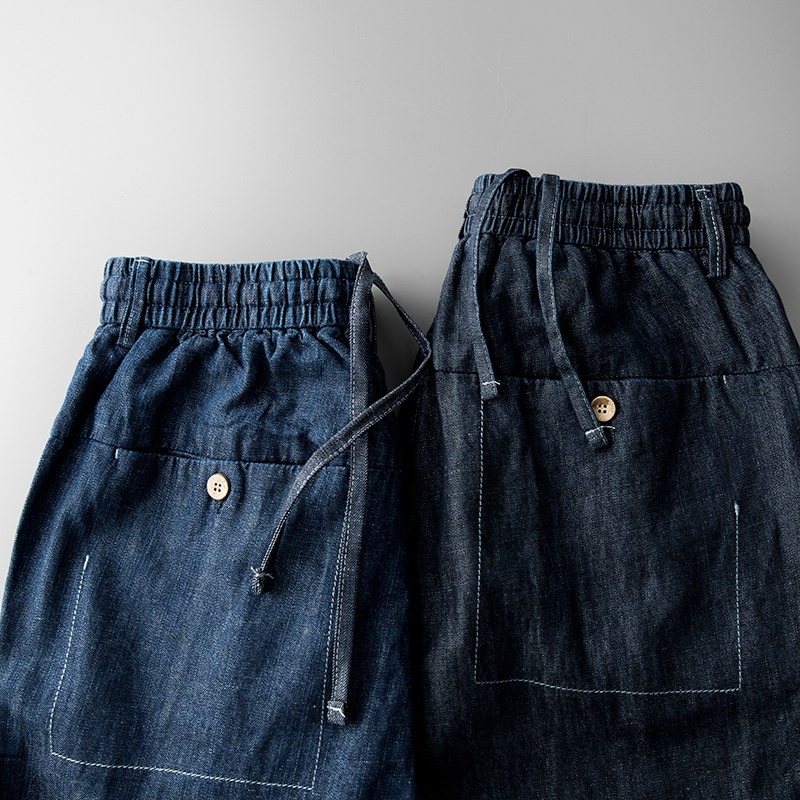 亚麻牛仔裤男九分裤夏季薄款潮流宽松直筒超薄冰丝阔腿麻料老爹裤,淘宝优惠券,粉丝福利购,淘宝优惠卷