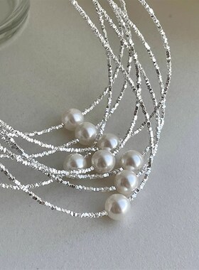 碎银几两珍珠项链女2023年新款潮设计感高级小众锁骨链女气质颈链