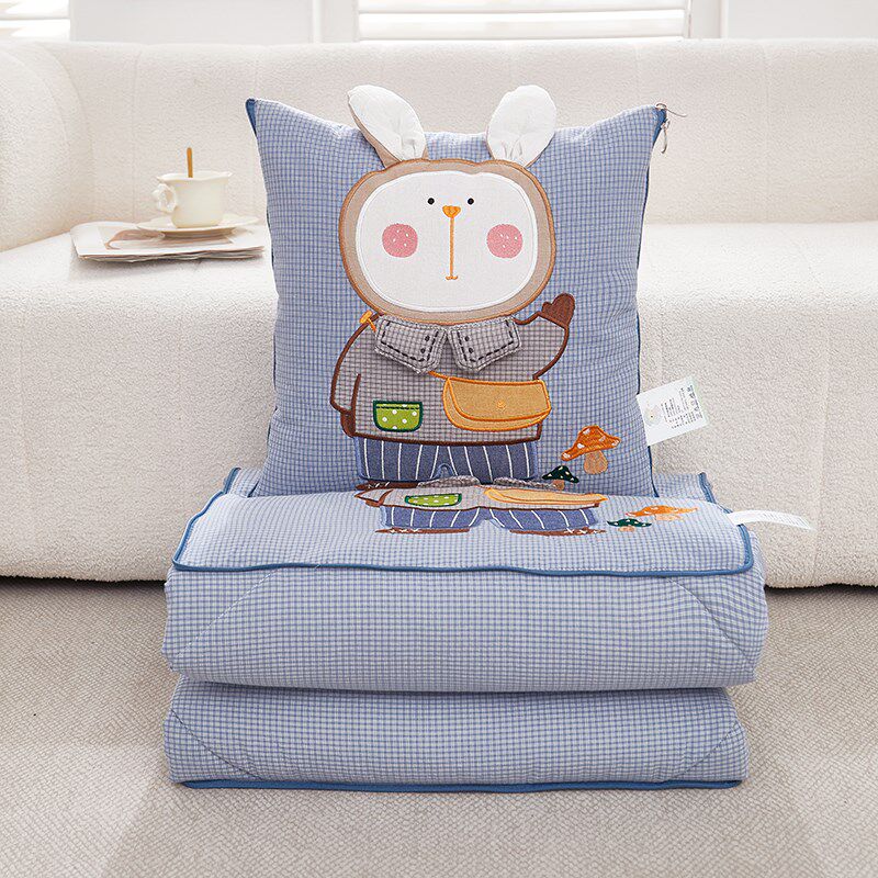 全棉抱枕被子两用二合一汽车载靠枕垫手提式办公室午睡毯子枕头被 - 图0