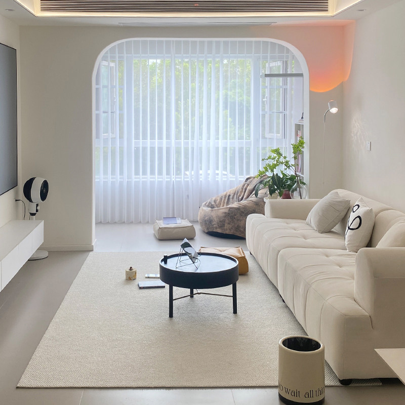 米白色奶油风地毯卧室床边毯高级感客厅茶几毯纯色地垫满铺大面积,淘宝优惠券,粉丝福利购,淘宝优惠卷