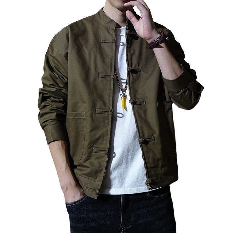 春秋薄款中国风立领纯棉盘扣唐装宽松禅修男版中山装休闲夹克外套,淘宝优惠券,粉丝福利购,淘宝优惠卷