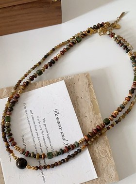 民族风项炼新款2025爆款天然石串珠锁骨炼女高级感秋冬覆古毛衣炼