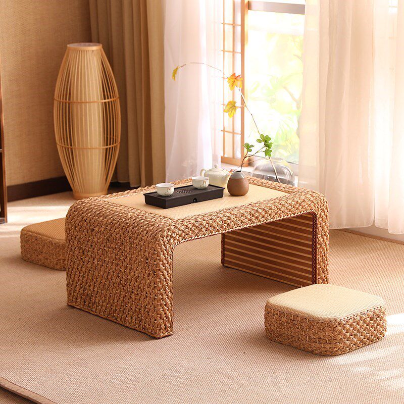 W6藤编古铜色榻榻米茶桌阳台矮桌飘窗小茶几日式民宿地台小桌子炕,淘宝优惠券,粉丝福利购,淘宝优惠卷