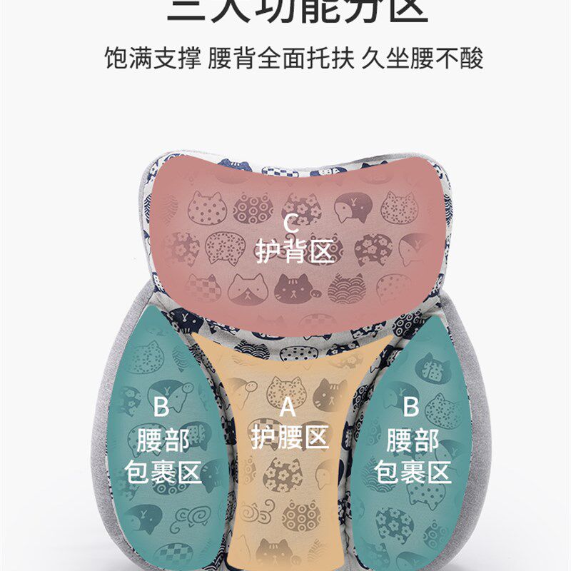 办公室腰靠久坐护腰靠垫夏季孕妇靠枕腰枕宿舍椅子靠背垫薄款腰垫 - 图1