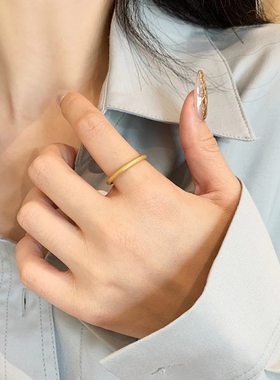 大码戒指女胖MM古法传承磨砂哑光胖手大圈口大号时尚个性食指指环