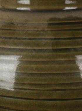 清光绪茶叶末釉刻花瓷罐子仿古董瓷器老物件民俗酒店摆件家居装饰