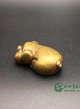 可爱铜小猪摆件实心黄铜福猪铜手把件微雕铜动物口袋猪古玩铜器