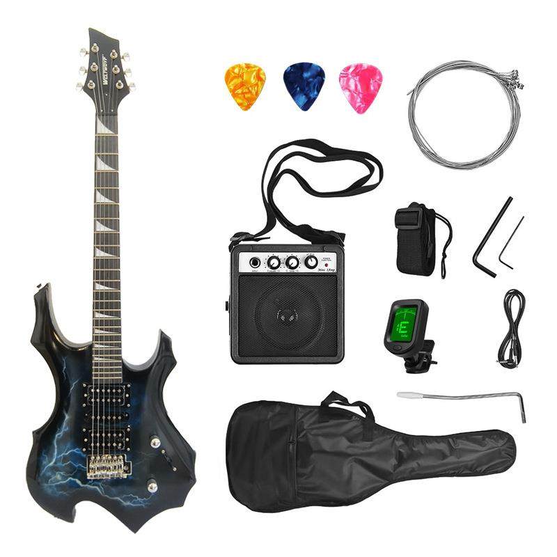新款搭配24品异型火焰电吉他套装学习入门初学吉他套装音箱,淘宝优惠券,粉丝福利购,淘宝优惠卷