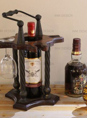 复古红酒杯架吊杯架餐厅红酒架创意美式欧式铁艺客厅饰品酒柜摆件