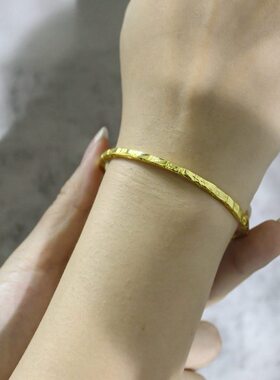 平安喜乐手镯细款国潮开口古法手工錾刻复古宫廷风手环男女