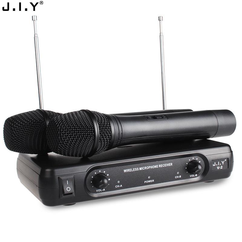 JIY wireless microphone one-to-two power amplifier home karaoke TV computer stage audio KTV microphone